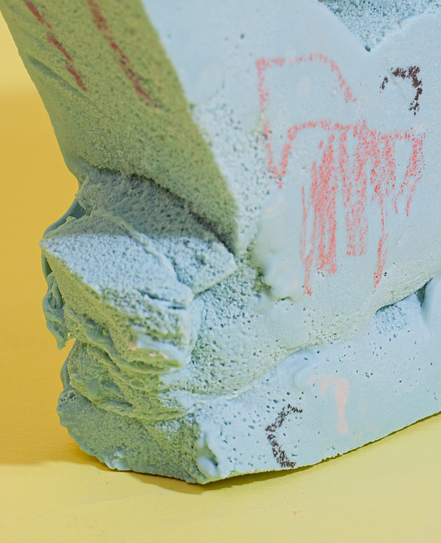 Drops — porcelain detail on yellow