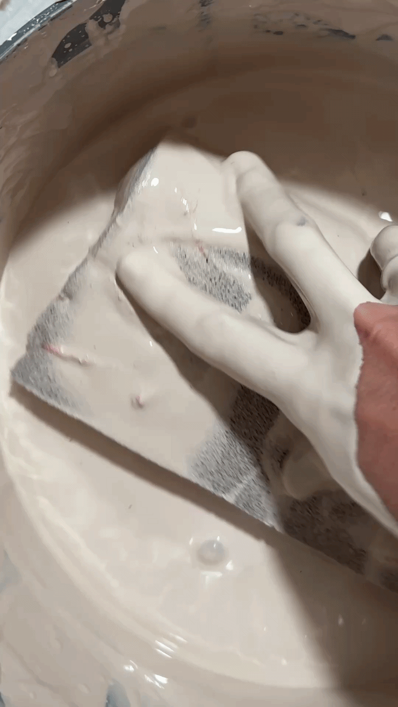 Porcelain slip and sponge